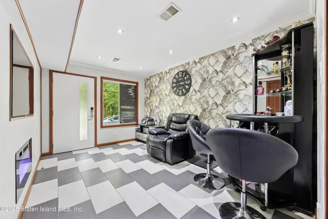 a living room with a couch and a table