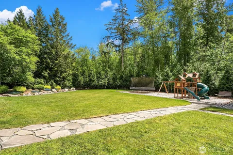 a view of a swimming pool and a yard