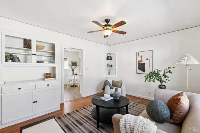 a living room with furniture