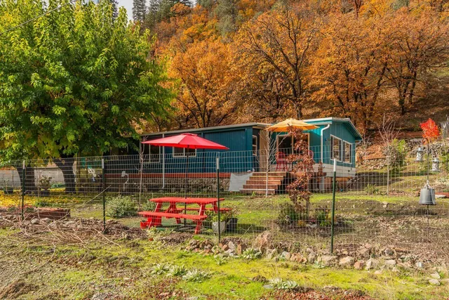 a view of a backyard