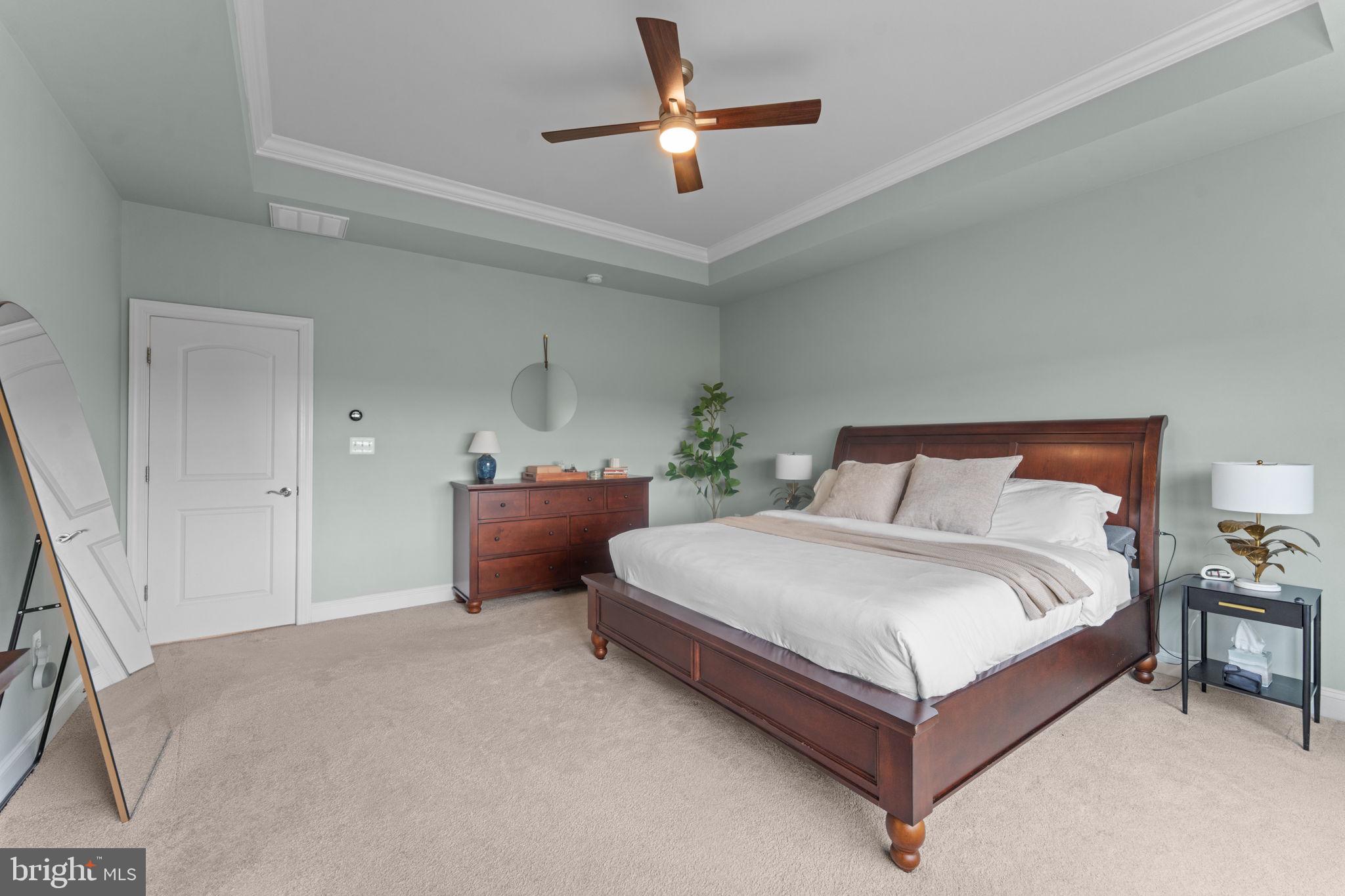 16756 Misty Ridge Lane Purcellville, VA 20132 - Photo 42 of 92 a spacious bedroom with a bed and a chandelier