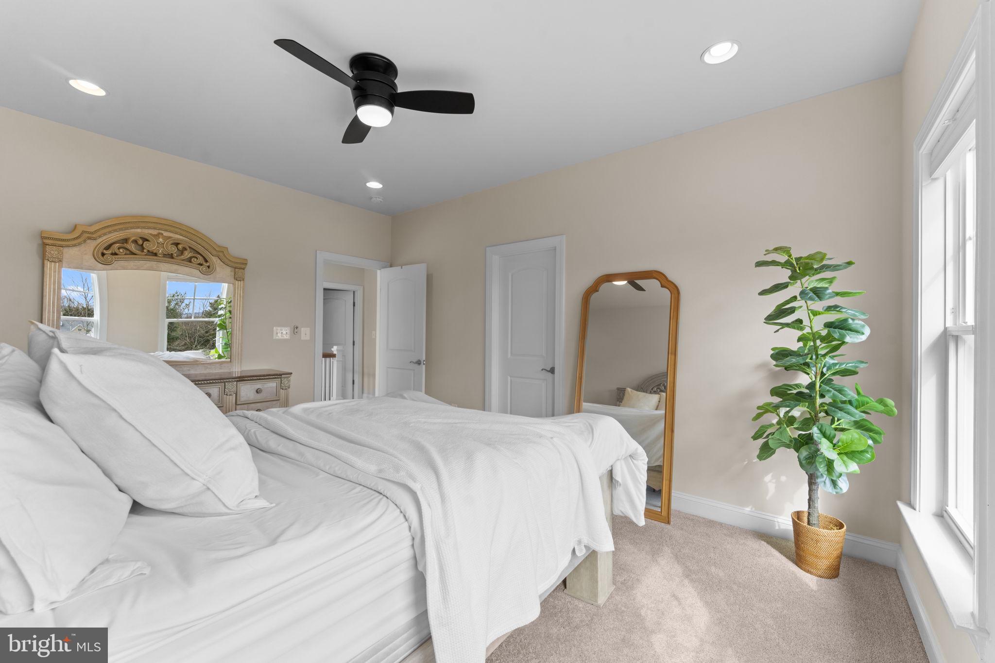 16756 Misty Ridge Lane Purcellville, VA 20132 - Photo 54 of 92 a bedroom with a bed and a potted plant