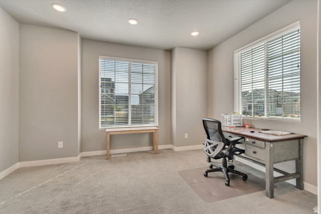 3232 West 1670th Street North Provo, UT 84601 - Photo 5 of 33 Office area featuring recessed lighting and light carpet