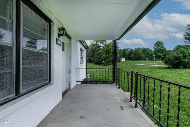 a view of a porch with an outdoor space