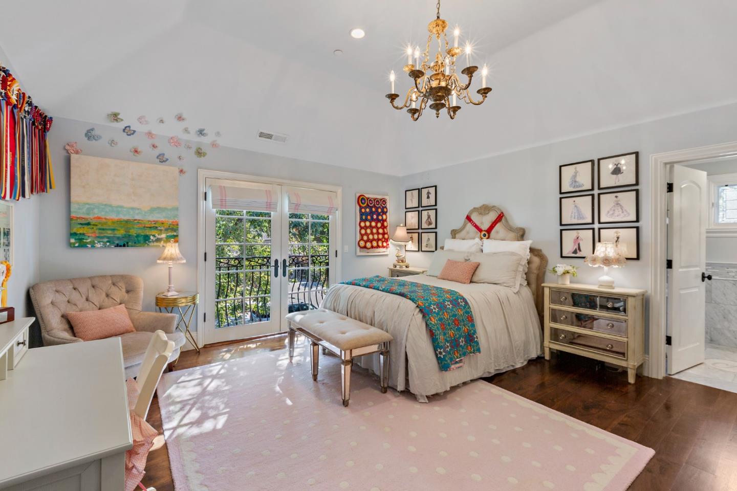 1187 Clark Way San Jose, CA 95125 - Photo 43 of 81 a bedroom with a bed and a chandelier