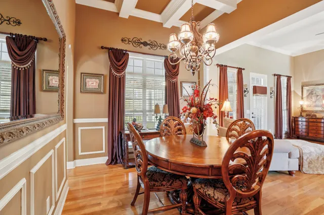 a view of a dining room kitchen and stainless steel appliances