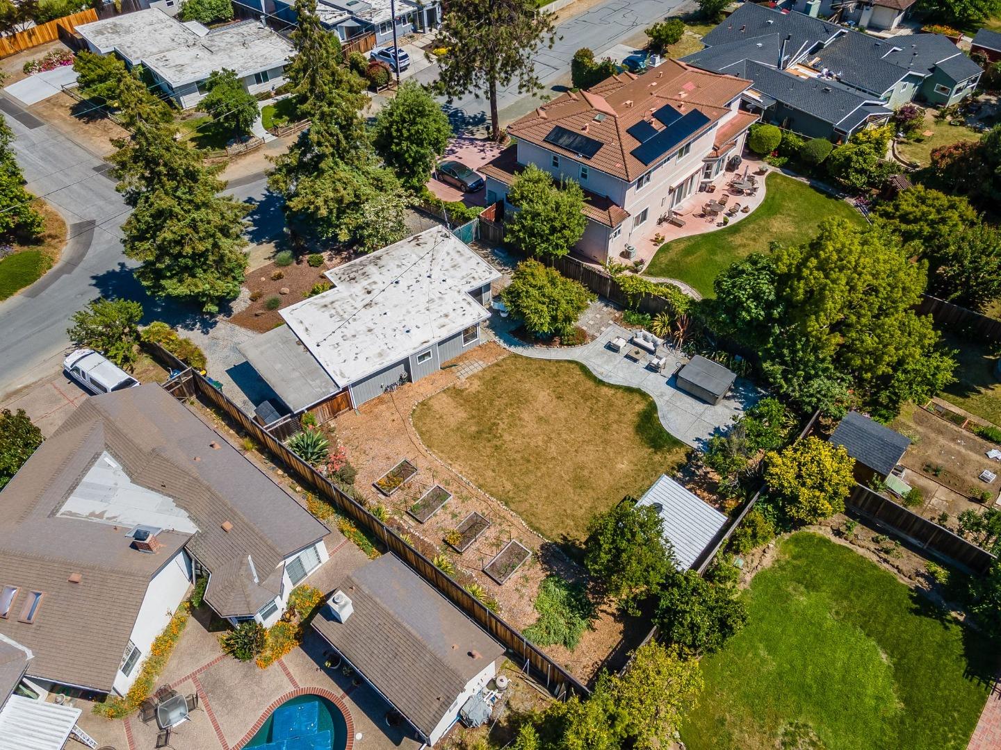 1363 Ramon Drive Sunnyvale, CA 94087 - Photo 34 of 36 an aerial view of residential house with outdoor space and swimming pool