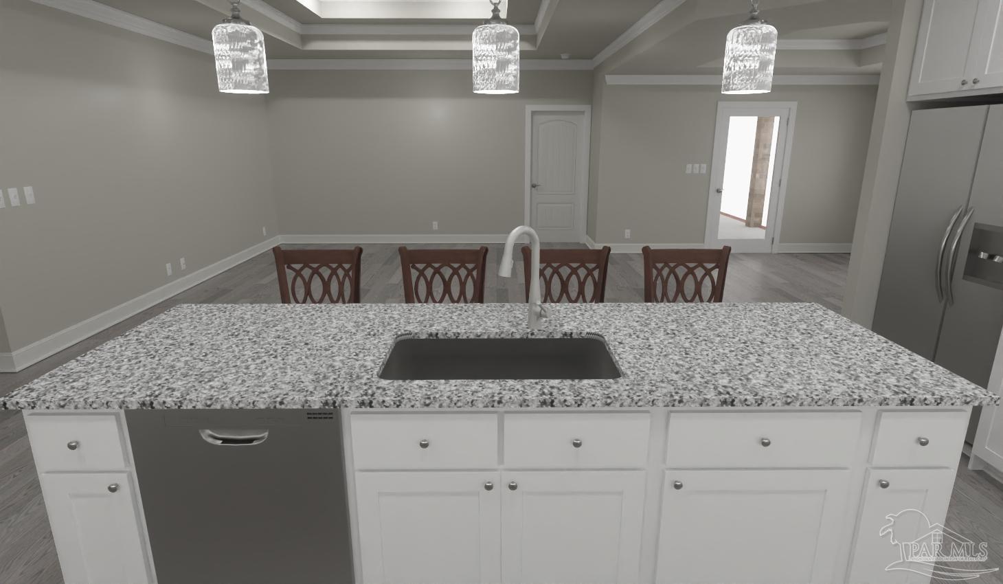 4835 Horace Lunsford Road Milton, FL 32570 - Photo 8 of 20 a bathroom with a granite countertop sink a mirror and vanity