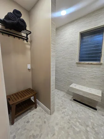 a bathroom with a shower