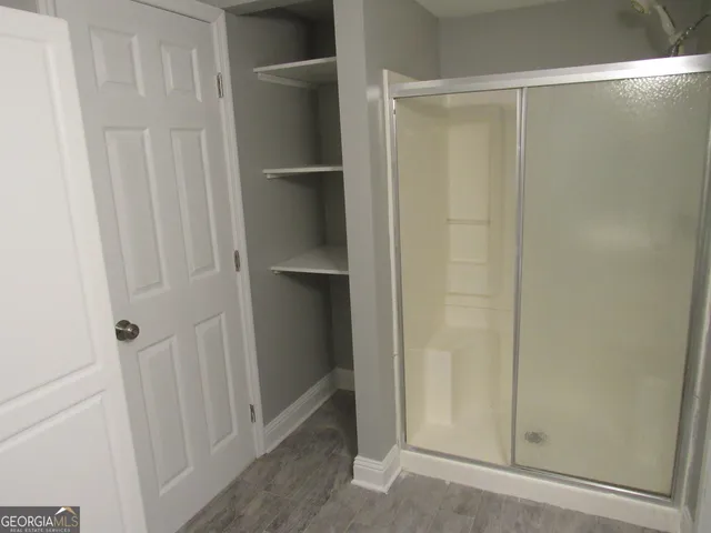 an empty room with windows