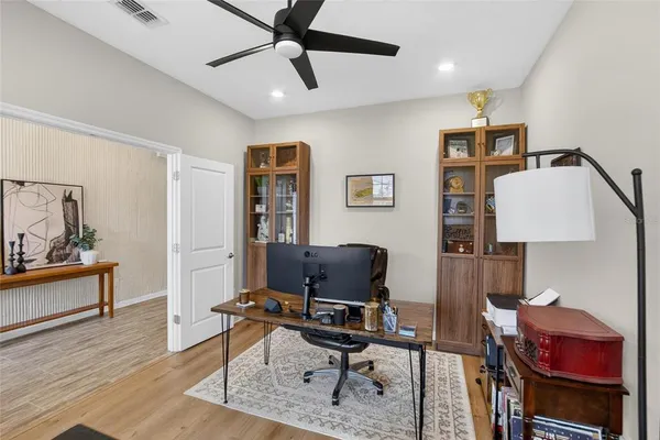 a view of entryway with wooden floor