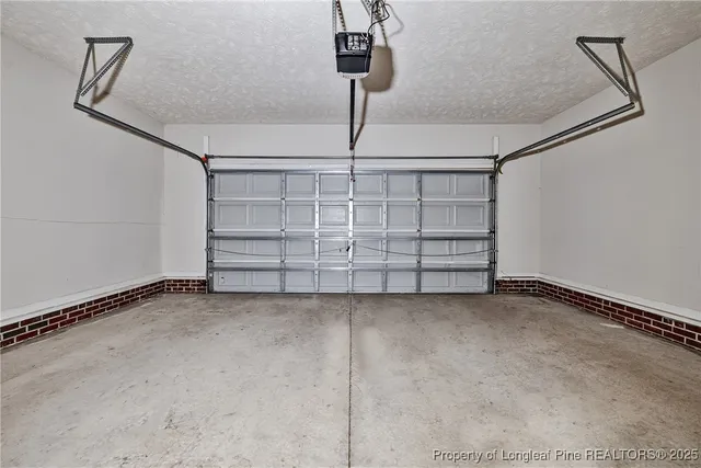 a view of a garage with shelf