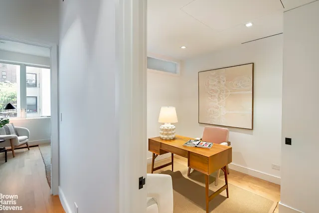 a living room with a couch and a table