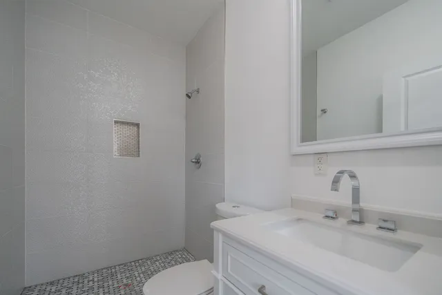 a bathroom with a sink toilet and vanity