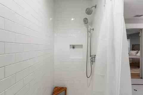 a bathroom with a shower