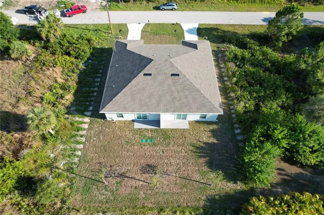 an aerial view of a house