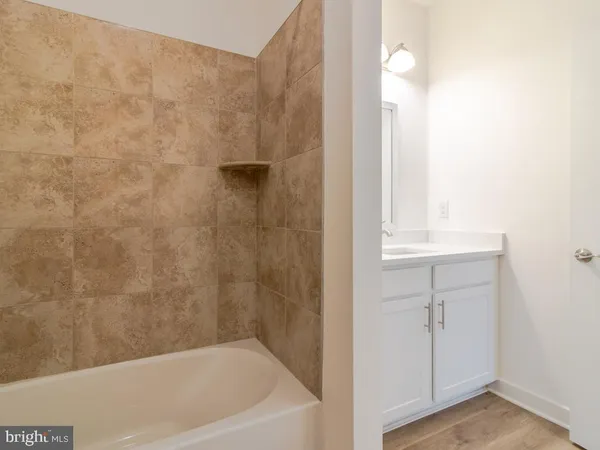 a bathroom with a bathtub