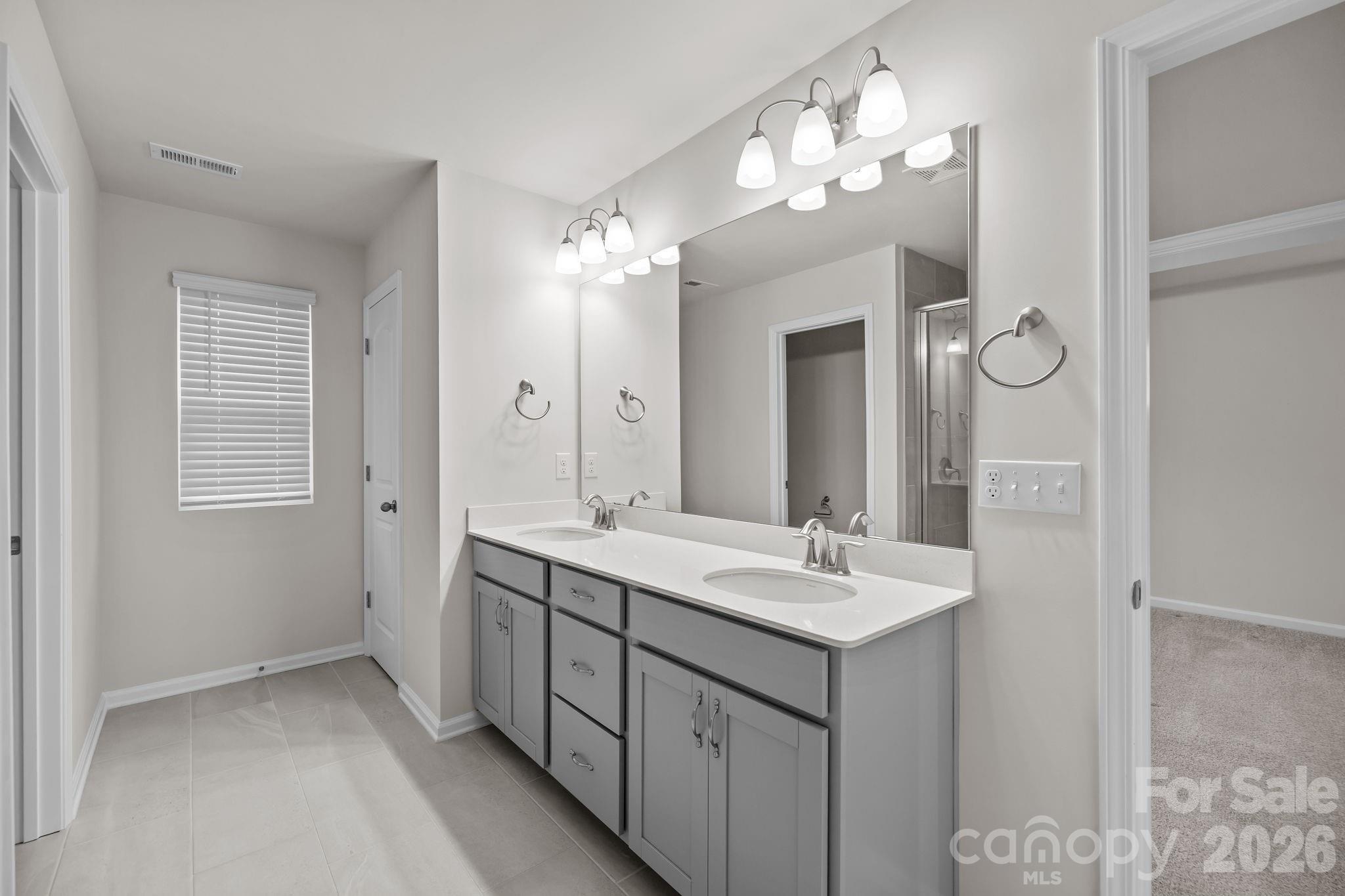 11246 Bartrams Way Charlotte, NC 28278 - Photo 20 of 31 a bathroom with a sink vanity and a mirror