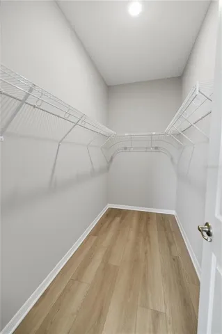 a view of a room with racks on the wall