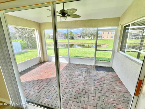 a view of a room with a window
