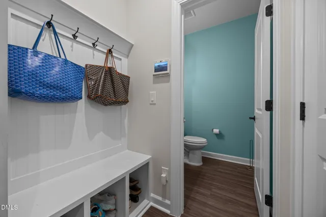 a view of a bathroom from the hallway