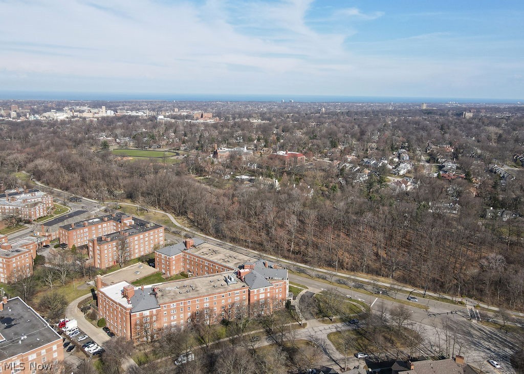 13800 Fairhill Road, Unit 203 Cleveland, OH 44120 - Photo 25 of 28 Alternate aerial view of building featuring the Doan Brook and walking trails.
