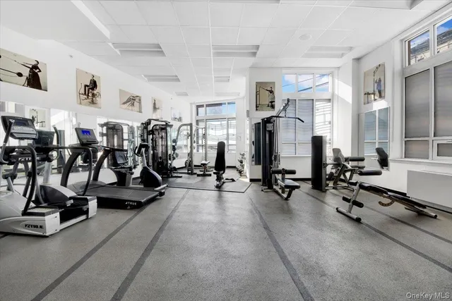 a view of a room with gym equipment