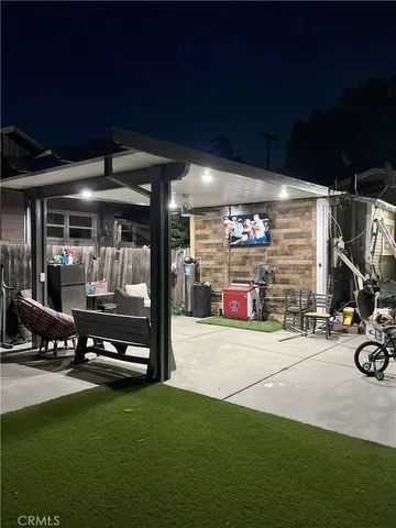 a view of a garage with furniture