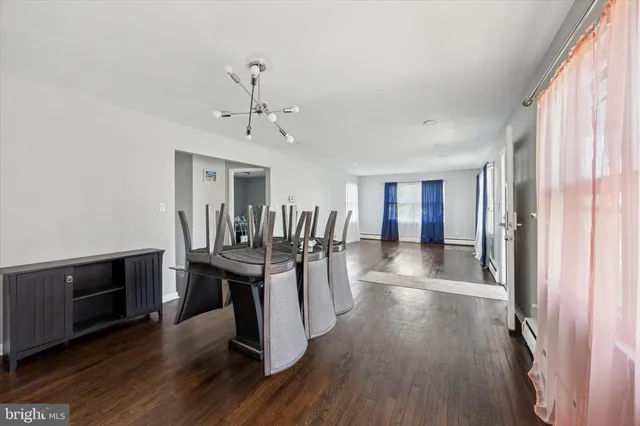 a view of a kitchen and dining room