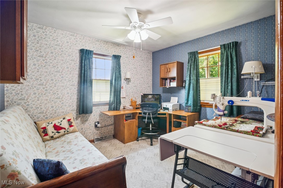 2820 Adams Road Kingsville, OH 44048 - Photo 29 of 34 Carpeted office space featuring ceiling fan