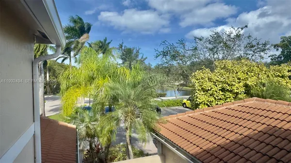 a view of outdoor space with palm trees