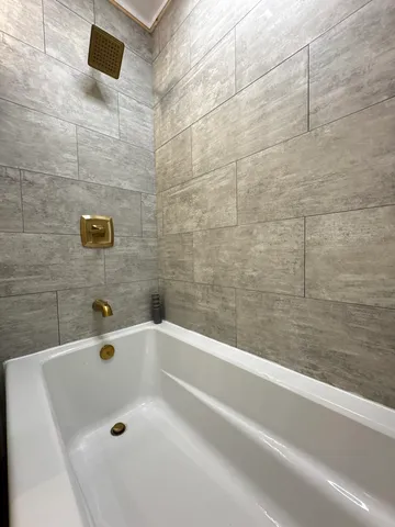 a bathroom with a tub