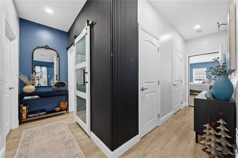 a bathroom with a double vanity sink and mirror