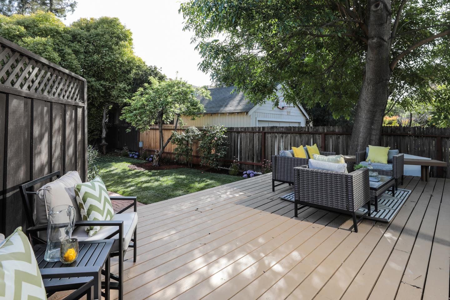 694 Morse Street San Jose, CA 95126 - Photo 35 of 38 a patio with couches and a table with wooden fence