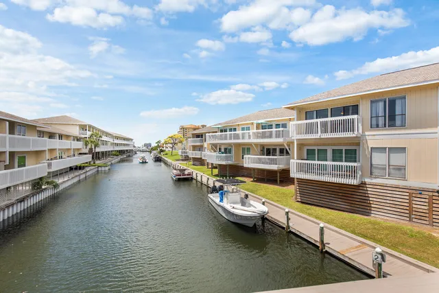 a view of a lake with houses