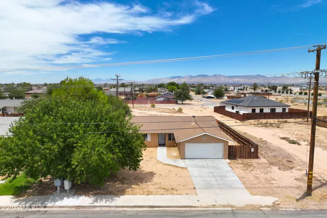 a view of a city from a big yard