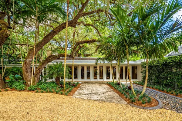 front view of a house with a patio