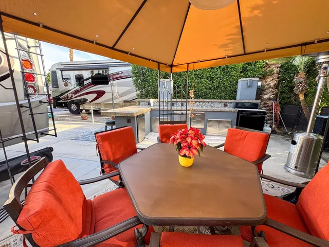 a outdoor view with a sitting space