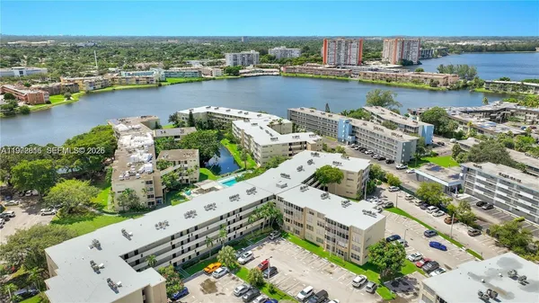 an aerial view of a city with outdoor seating