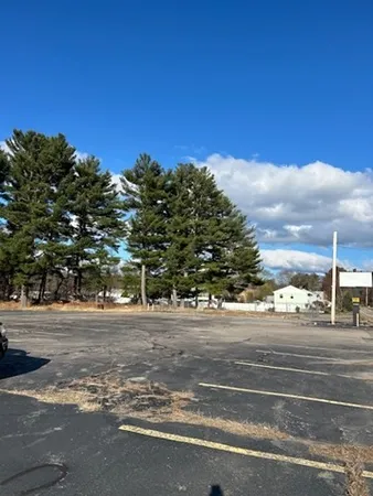 a view of a building with a street