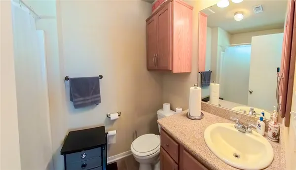 a bathroom with a toilet a sink and a mirror