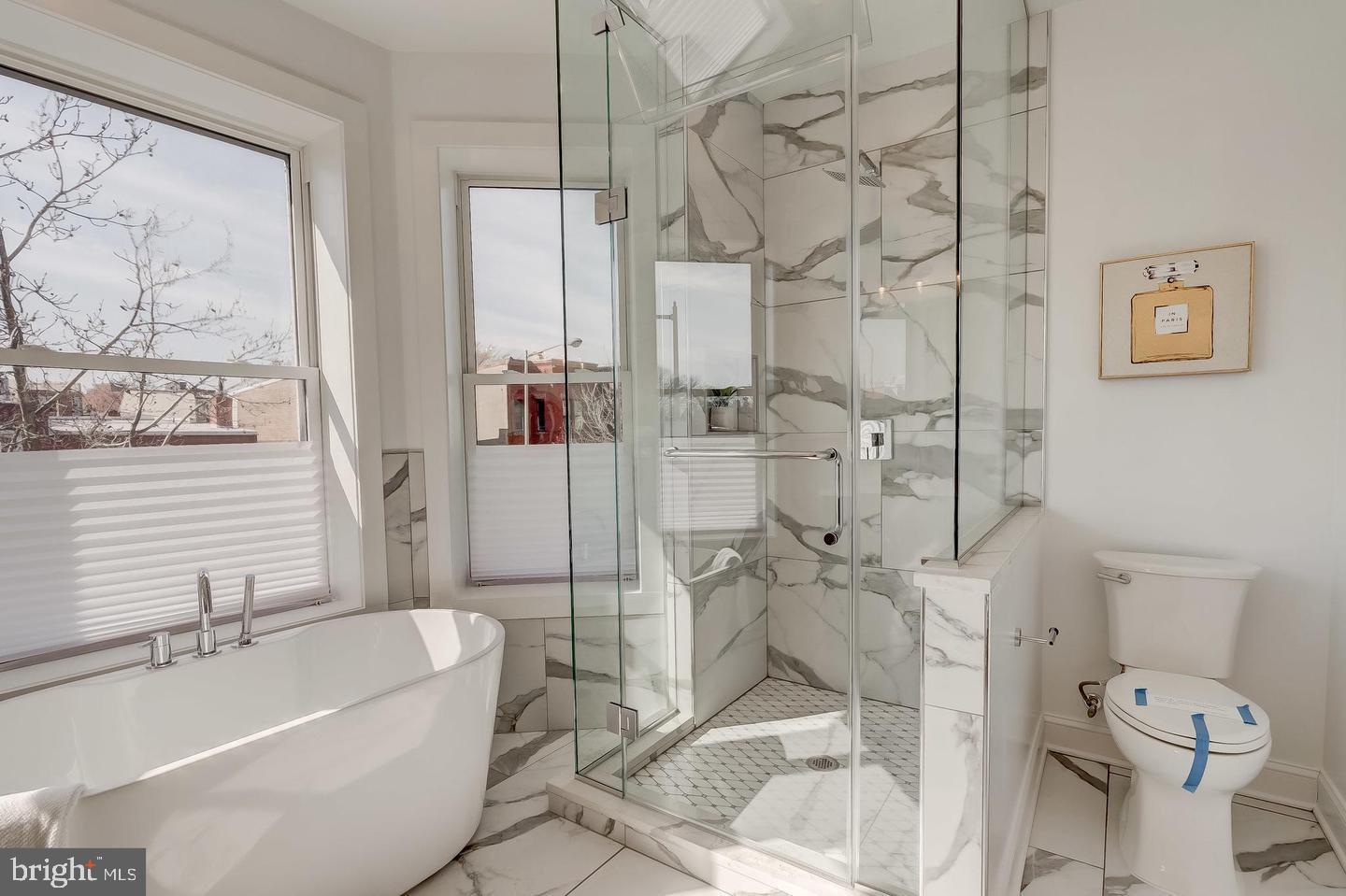 319 R Street Northwest Washington, DC 20001 - Photo 12 of 33 a bathroom with a granite countertop bathtub and a toilet