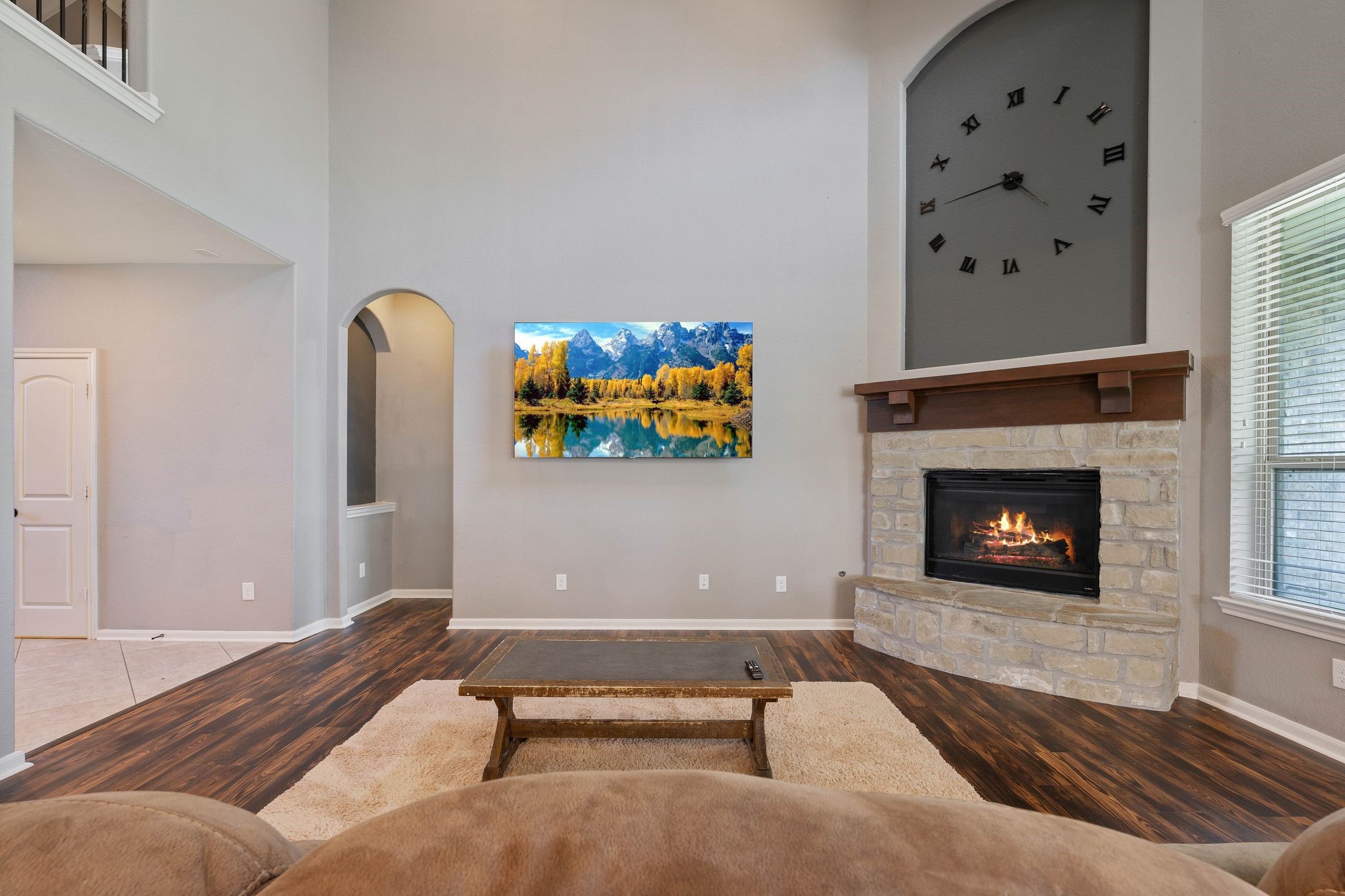 3544 Woods Estates Drive Conroe, TX 77304 - Photo 8 of 46 a living room with furniture and a fireplace