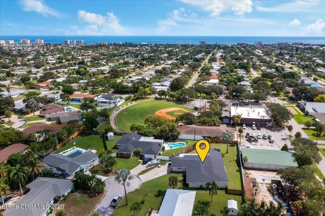 an aerial view of a building