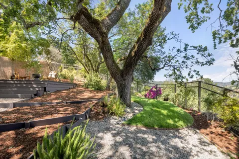 a backyard of a house with lots of green space