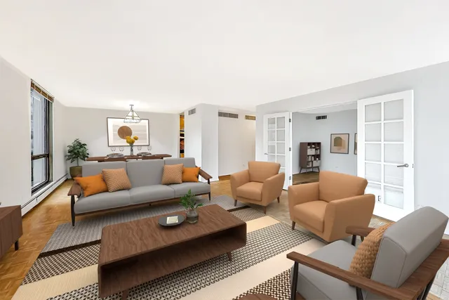 a living room with furniture and a couch