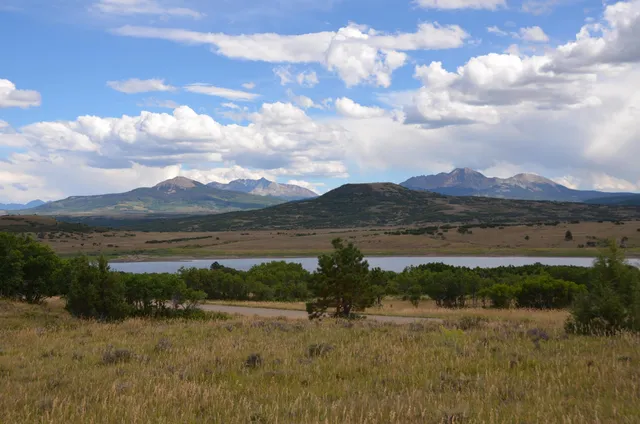 a view of lake with mountain