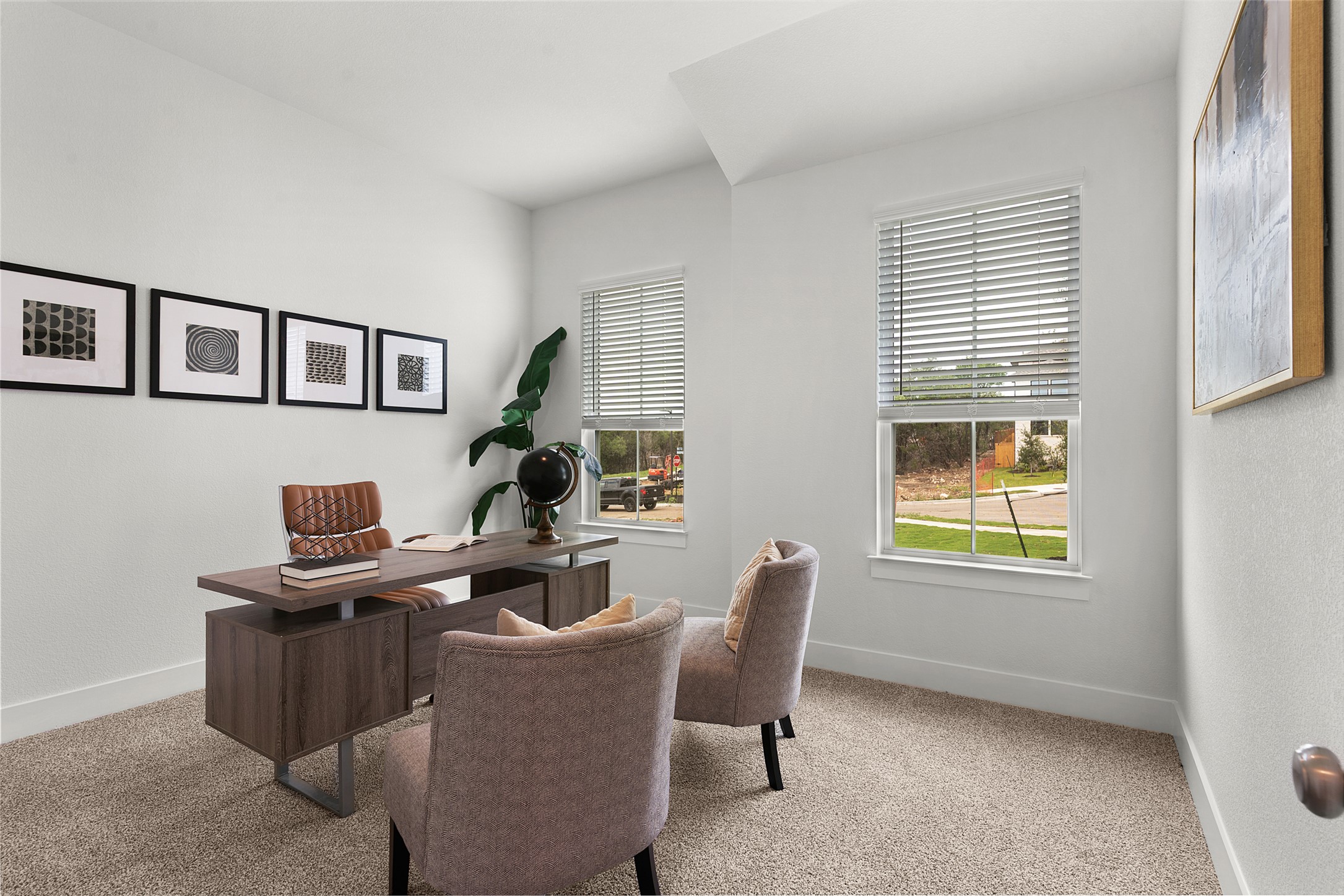 104 Beautiful Wisdom Court Georgetown, TX 78628 - Photo 6 of 33 a view of a workspace with furniture and a window