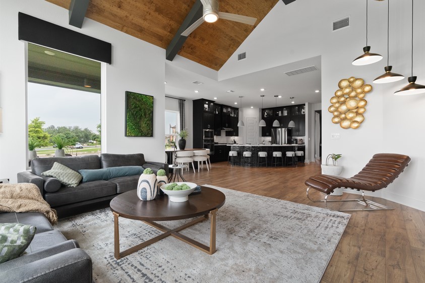 104 Beautiful Wisdom Court Georgetown, TX 78628 - Photo 9 of 29 a living room with furniture and kitchen view