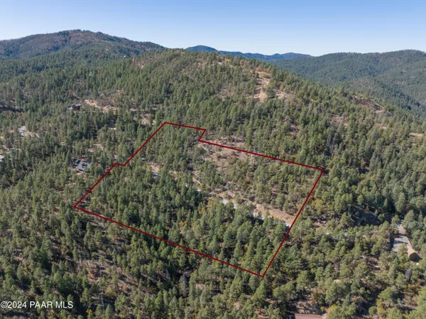 a view of a mountain range with trees in the background